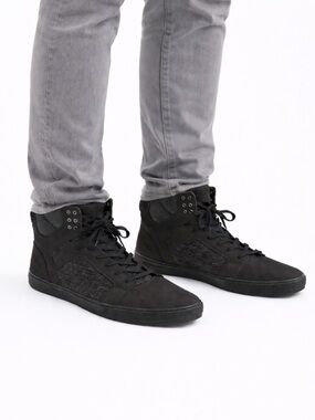 Size 13 Supra Vaider Style Black High Top Skate Sneakers Textile Panel